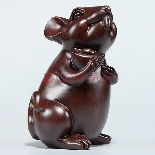 木雕老鼠摆件根雕实木质雕刻动物十二生肖鼠家居装饰品工艺品 整木